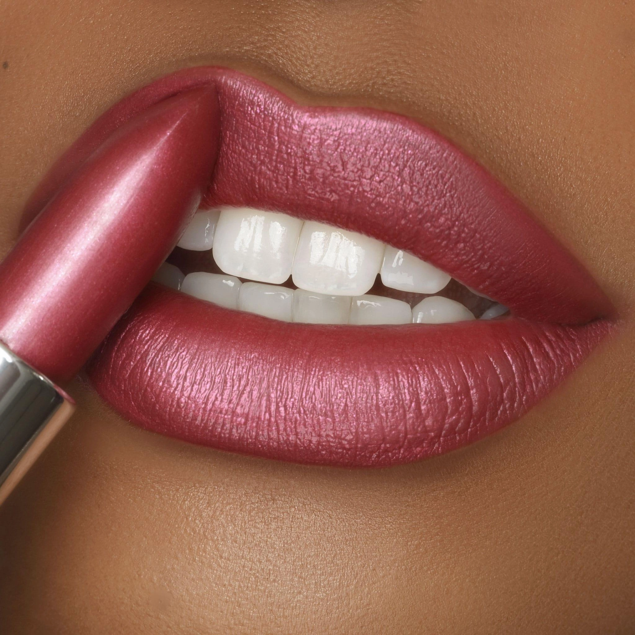 Mahvelous Cr??me | A Muted Raspberry with Pink and Gold Shimmer Lipstick