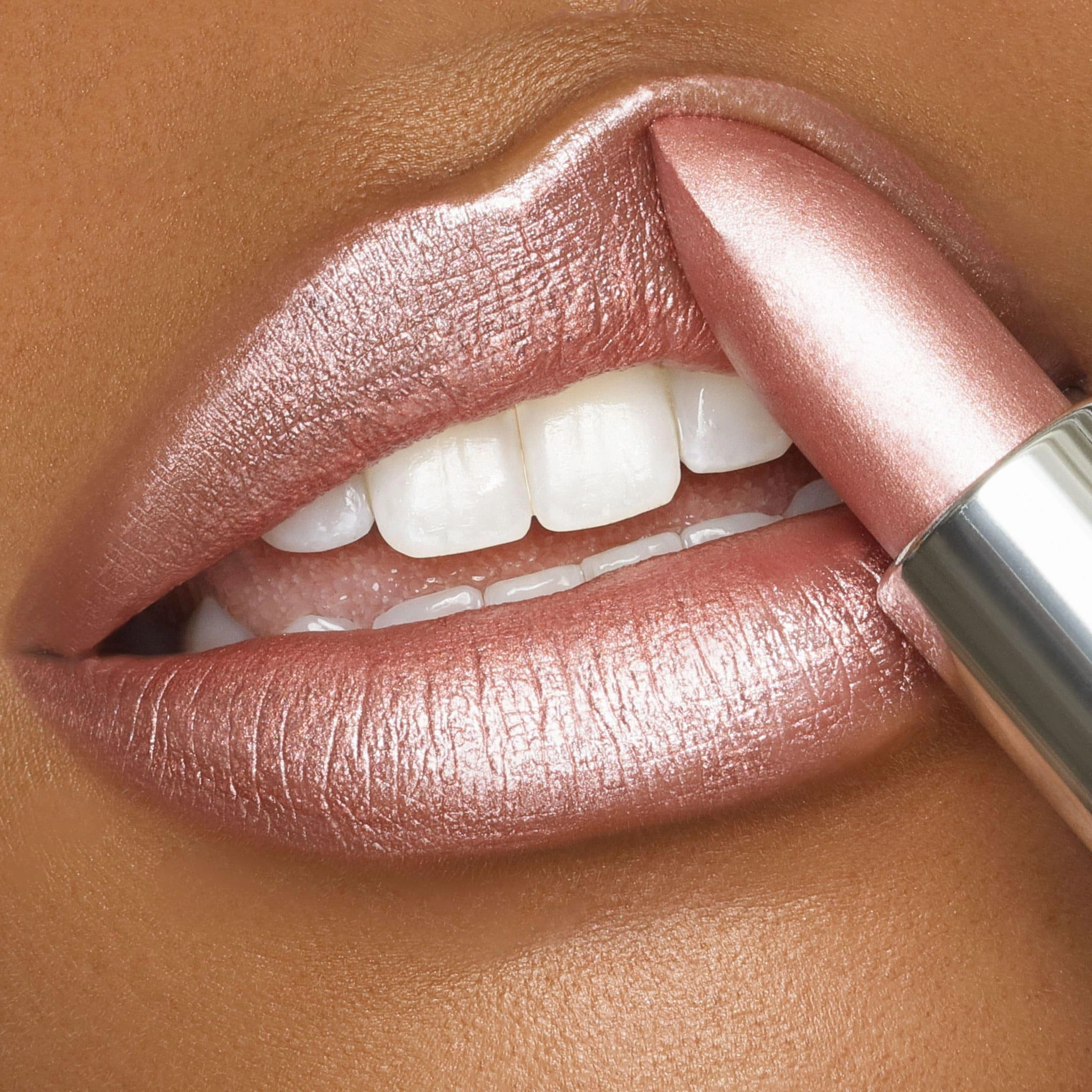 Soft Box Cr??me | A Pale Nude/Pink with Gold and Silver Shimmer Lipstick