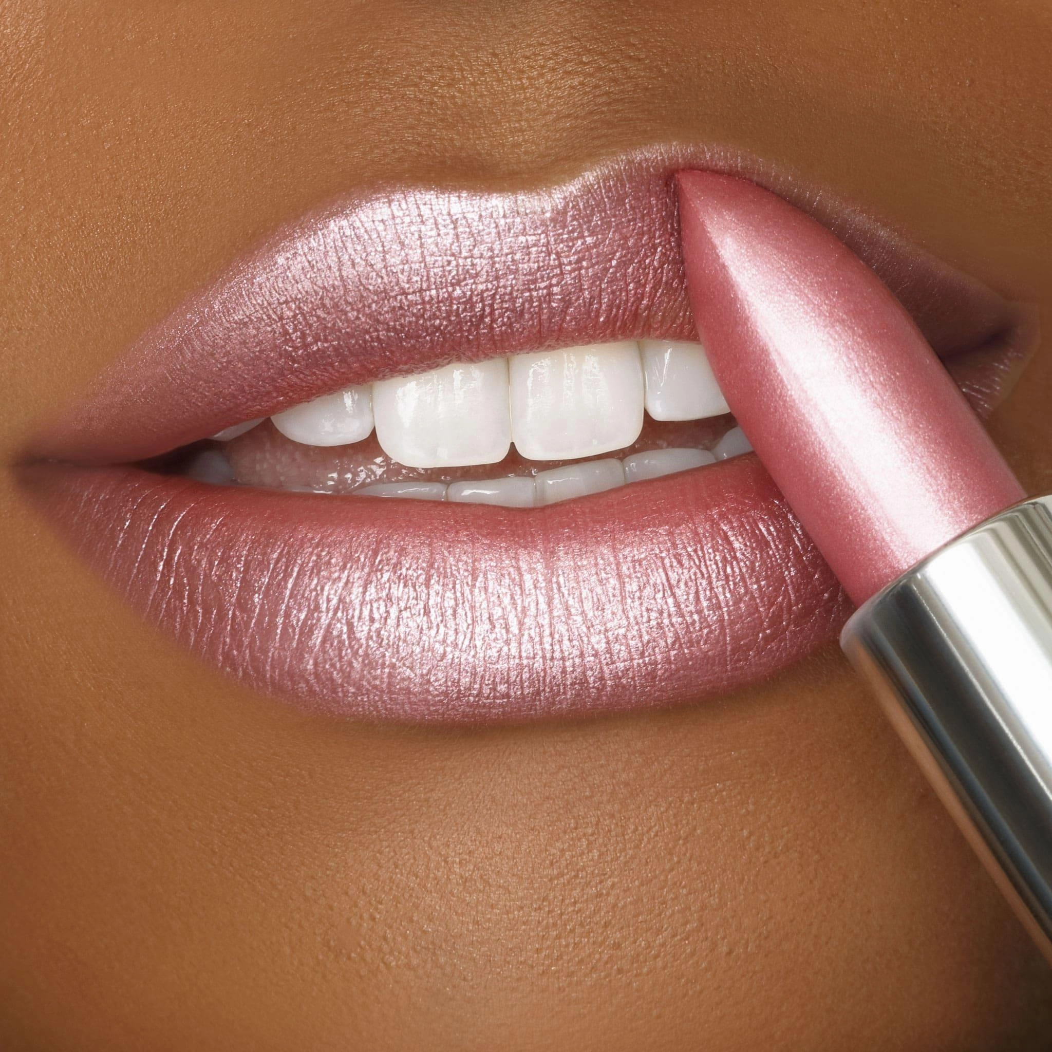 Trophy Wife Cr??me | A Frosted Pale Pastel Pink with Silver Shimmer Lipstick